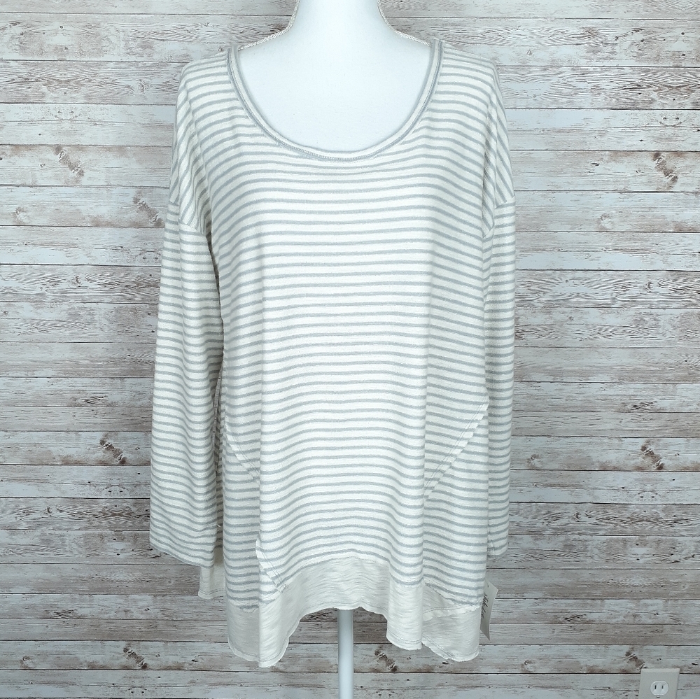 Style & Co Top XL Longsleeved Striped Gray 390